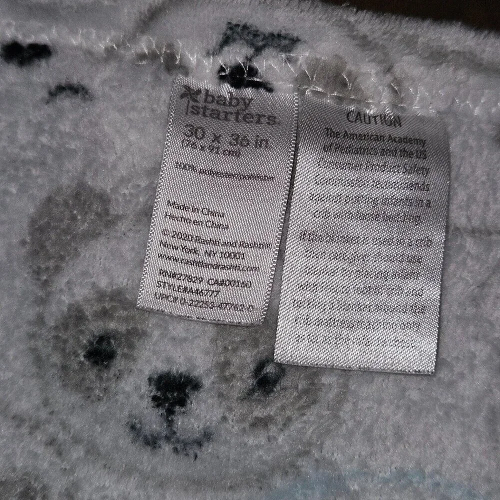 Baby Starters Baby Blanket Panda Bear Polar Bear Heads Gray White Blue 30